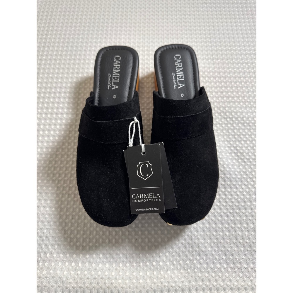 Carmela Comfortflex Clogs Women 41 Black NWT Suede Studded Platform Mules
